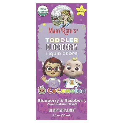 Maryruth's, Cocomelon, Toddler Elderberry Liquid Drops, 1-3 lata, Blueberry & Raspberry, 1 Fl Oz (30 ml) Maryruth's, Cocomelon, Toddler Elderberry Liquid Drops, 1-3 lata, Blueberry & Raspberry, 1 Fl Oz (30 ml)