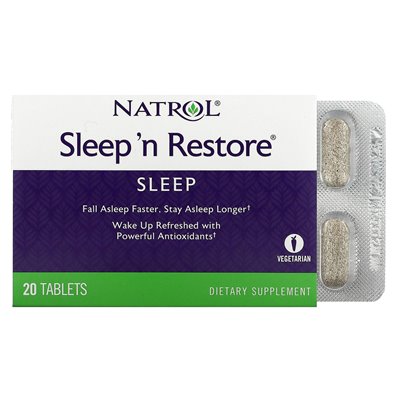 Natrol, Sleep 'N Restore, Schlaf und Wiederherstellung, 20 Tabletten