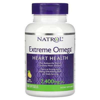 Natrol, Extreme Omega, Zitrone, 2400 mg, 60 Softgels (1200 mg pro Softgel)