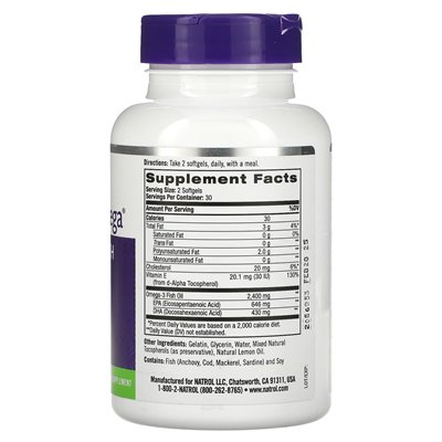 Natrol, Extreme Omega, Zitrone, 2400 mg, 60 Softgels (1200 mg pro Softgel)