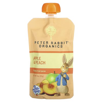 Pumpkin Tree Organics, Peter Rabbit Organics, Organic Fruit Puree, Apple &amp Peach, 4 uncje (113 g)