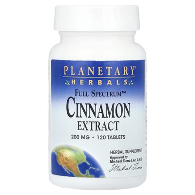 Planetary Herbals, Full Spectrum ™ Cinnamon Extract, 400 mg, 120 tabletów (200 mg na tablet)
