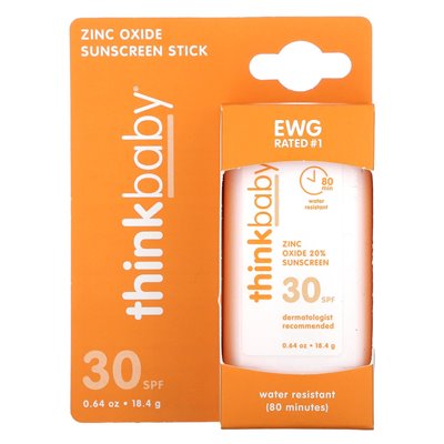think, Thinkbaby, Zinc Oxide Sunscreen Stick, SPF 30, 0.64 oz (18.4 g) think, Thinkbaby, Zinc Oxide Sunscreen Stick, SPF 30, 0.64 oz (18.4 g)