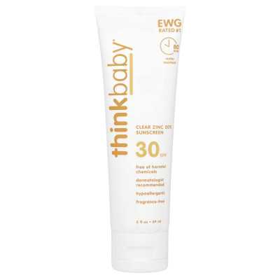 Pomyśl, ThinkBaby, Clear Cync 20% filtr przeciwsłoneczny, SPF 30, bezzapachowy, 3 fl oz (89 ml)