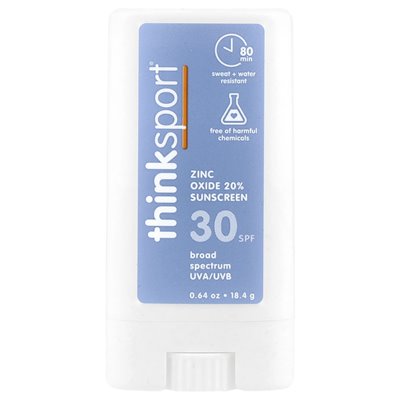 Pomyśl, Sport®, tlenek cynku 20% krem ​​przeciwsłonecznych, SPF 30, bez zapachu, 0,64 uncji (18,4 g)