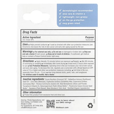 Pomyśl, Sport®, tlenek cynku 20% krem ​​przeciwsłonecznych, SPF 30, bez zapachu, 0,64 uncji (18,4 g)
