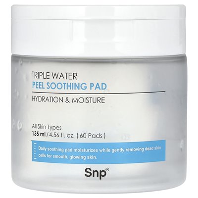 SNP, Triple Water Peel Koothing Pad, 60 Pads, 4.56 fl oz (135 ml)