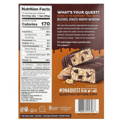 Quest Nutrition, Protein Bar, zanurzone czekoladowe masło orzechowe, 12 barów, 1,76 uncji (50 g) każdy