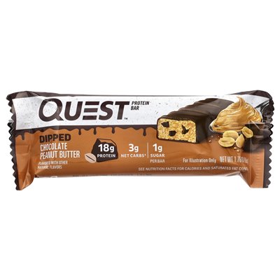 Quest Nutrition, Protein Bar, zanurzone czekoladowe masło orzechowe, 12 barów, 1,76 uncji (50 g) każdy