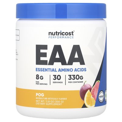 Nutricost, Performance, EAA Powder, Passionfruit, Orange &amp Guava, 11,8 uncji (330 g)