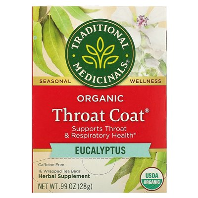 Traditionelles Bio-Halsheilmittel, Eukalyptus, koffeinfrei, 16 verpackte Teebeutel, 0,99 oz (28 g)