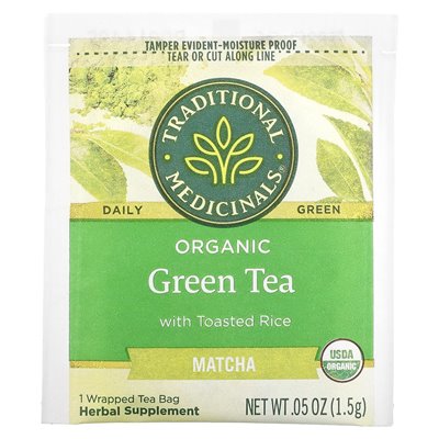Tradycyjne lecznicze, ekologiczna zielona herbata z tostowanym ryżem, matcha, 16 owiniętych torebek herbaty, 0,85 uncji (24 g) Tradycyjne lecznicze, ekologiczna zielona herbata z tostowanym ryżem, matcha, 16 owiniętych torebek herbaty, 0,85 uncji (24 g)