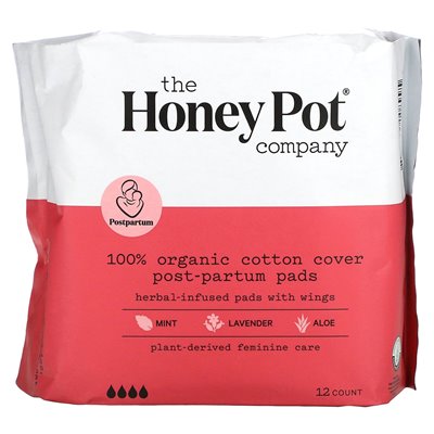The Honey Pot Company, Organic Herbal-Infused Pads with Wings, Post-Partum, 12 Count The Honey Pot Company, Organic Herbal-Infused Pads with Wings, Post-Partum, 12 Count