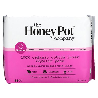 The Honey Pot Company, organiczne regularne podkładki ziołowe ze skrzydłami, 20 hrabia