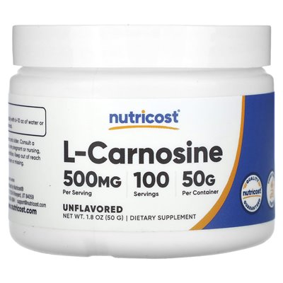 Nutricost, L-Carnosine, Unflavored, 1.8 oz (50 g) Nutricost, L-Carnosine, Unflavored, 1.8 oz (50 g)