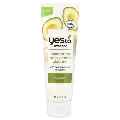 Yes, Avocado Daily Cream Clearser, Dry Skin, Fragrance Free, 4 Flora (118 ml)