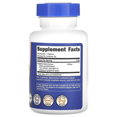 Nutricost, ekstrakt z nasion grejpfruta, 2000 mg, 60 kapsułek