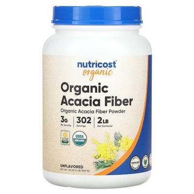 Nutricost, organiczny proszek z włókna Acacia, niezmożony, 32 uncje (907 g)