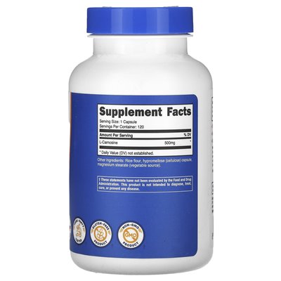 Nutricost, L-karnozyna, 500 mg, 120 kapsułek