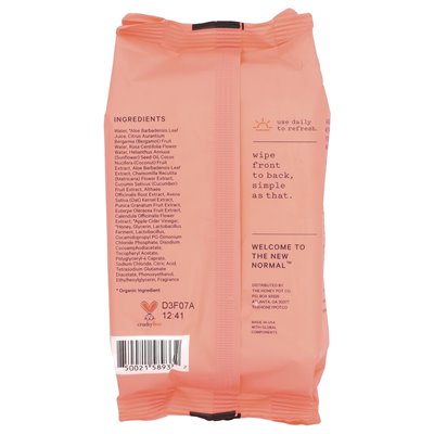 The Honey Pot Company, Bergamot Rose Wipes, 30 Count
