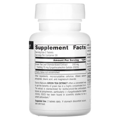 Źródło naturalne, ekstrakt z zielonej herbaty, 100 mg, 60 tabletek