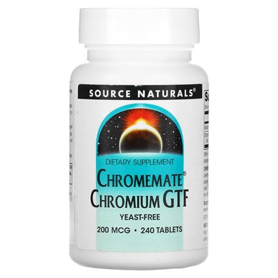 Źródło Naturals, Chromemate Chromium GTF, 200 mcg, 240 tabletek Źródło Naturals, Chromemate Chromium GTF, 200 mcg, 240 tabletek