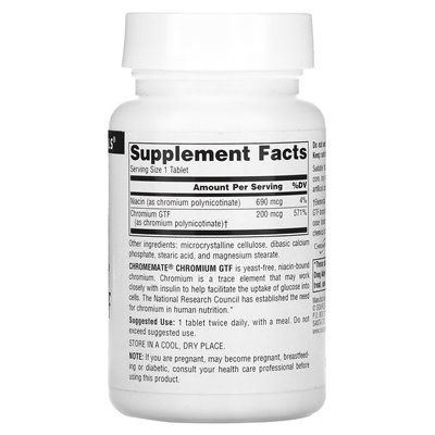 Źródło Naturals, Chromemate Chromium GTF, 200 mcg, 240 tabletek Źródło Naturals, Chromemate Chromium GTF, 200 mcg, 240 tabletek