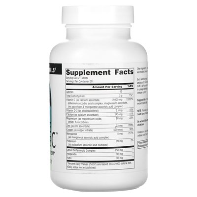 Źródło Naturals, Ultimate askorbate C, 1000 mg, 100 tabletek