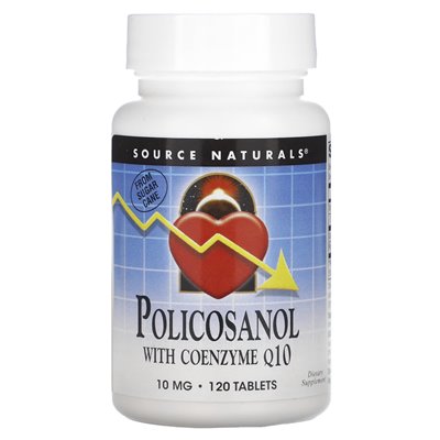 Źródło Naturals, politykosanol z koenzymem Q10, 10 mg, 120 tabletek Źródło Naturals, politykosanol z koenzymem Q10, 10 mg, 120 tabletek