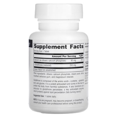 Źródło naturalne, zmniejszone glutation, 250 mg, 60 tabletek Źródło naturalne, zmniejszone glutation, 250 mg, 60 tabletek