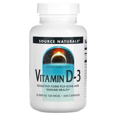 Źródło Naturals, witamina D-3, 5000 IU (125 mcg), 240 kapsułek