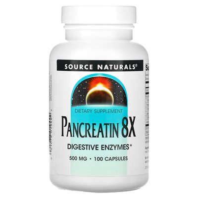 Źródło Naturals, Pancreatin 8x, 500 mg, 100 kapsułek
