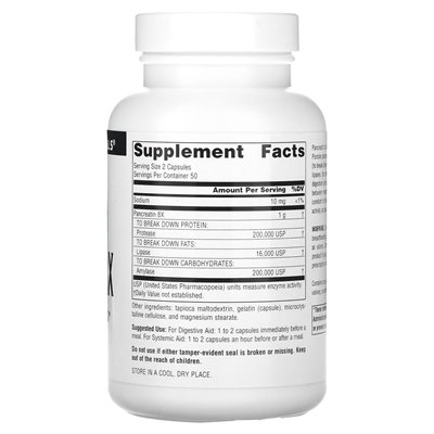 Źródło Naturals, Pancreatin 8x, 500 mg, 100 kapsułek