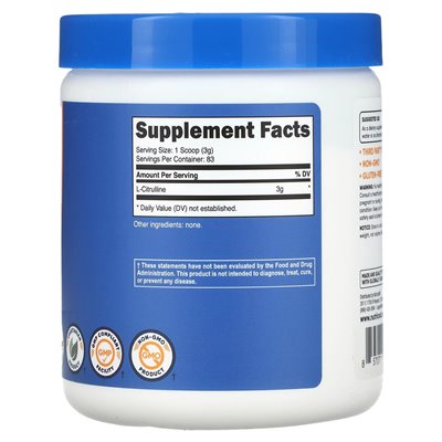 Nutricost, L-cytrulina, niezmożony, 8,8 uncji (250 g)