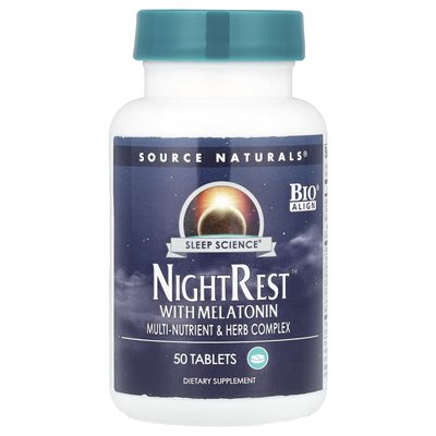 Źródło Naturals, NighTrest ™ z melatoniną, 50 tabletek
