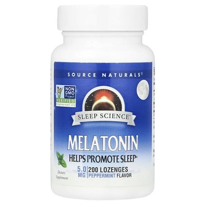 Źródło Naturals, Melatonin, Peppermint, 5 mg, 200 ssaków