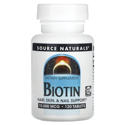 Źródło Naturals, Biotyna, 10 000 mcg, 120 tabletek Źródło Naturals, Biotyna, 10 000 mcg, 120 tabletek