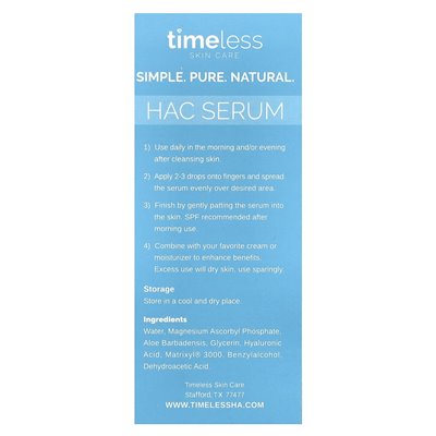 Timeless Skin Care, Hyaluronic Acid Serum, 1 fl oz (30 ml)