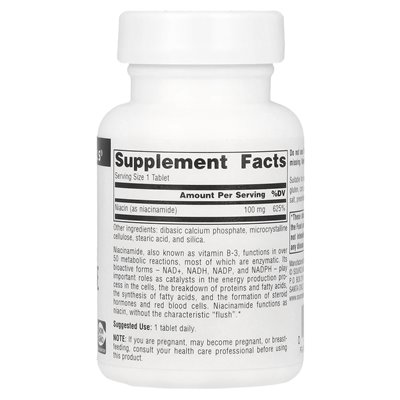Źródło Naturals, niacynamid B-3, 100 mg, 100 tabletek