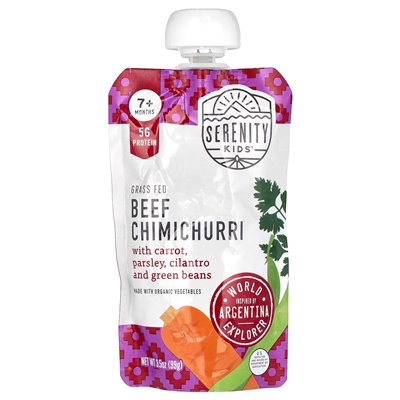 Serenity Kids, wołowina Chimichurri z marchewką, pietruszką, kolendrą i zieloną fasolą, 7+ miesięcy, 3,5 uncji (99 g)