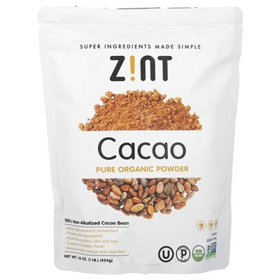 Zint, Pure Organic Cacao Powder, 16 uncji (454 g) Zint, Pure Organic Cacao Powder, 16 uncji (454 g)