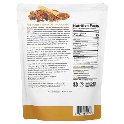 Zint, Pure Organic Cacao Powder, 16 uncji (454 g) Zint, Pure Organic Cacao Powder, 16 uncji (454 g)