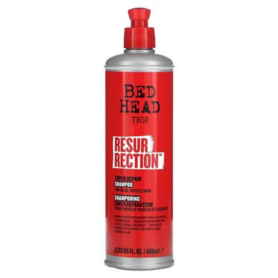 Tigi, głowa łóżka, zmartwychwstanie, szampon super naprawa, dla słabych, kruche włosy, 13,53 fl oz (400 ml)