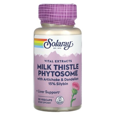 Solaray, istotne ekstrakty, fitosom wet mlecznego, 30 Vegcaps