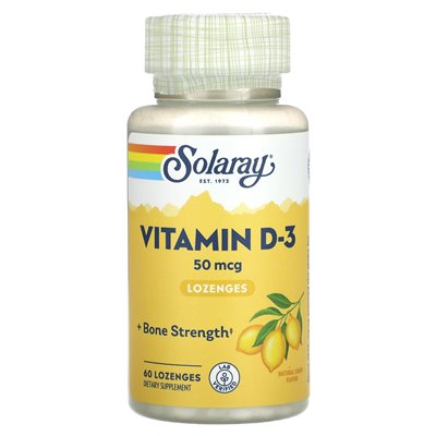 Solaray, witaminy D-3 SKUKATY, SHAL CYTONY, 50 MCG, 60 SUKENGES