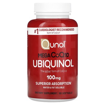 Qunol, Mega COQ10 Ubiquinol, 100 mg, 60 Soft