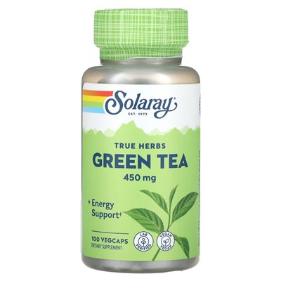 Solaray, prawdziwe zioła, zielona herbata, 450 mg, 100 Vegcaps Solaray, prawdziwe zioła, zielona herbata, 450 mg, 100 Vegcaps
