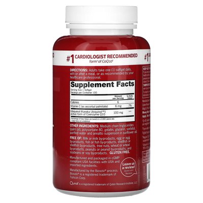 Qunol, Mega COQ10, Ubikinol, 100 mg, 100 Soft