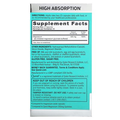 Qunol, magnez, dodatkowa wytrzymałość, 420 mg, 120 kapsułek (210 mg na kapsułkę) Qunol, magnez, dodatkowa wytrzymałość, 420 mg, 120 kapsułek (210 mg na kapsułkę)