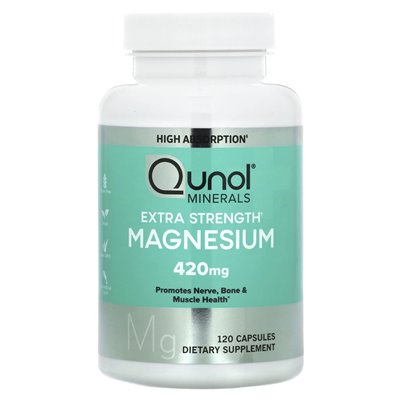 Qunol, magnez, dodatkowa wytrzymałość, 420 mg, 120 kapsułek (210 mg na kapsułkę) Qunol, magnez, dodatkowa wytrzymałość, 420 mg, 120 kapsułek (210 mg na kapsułkę)